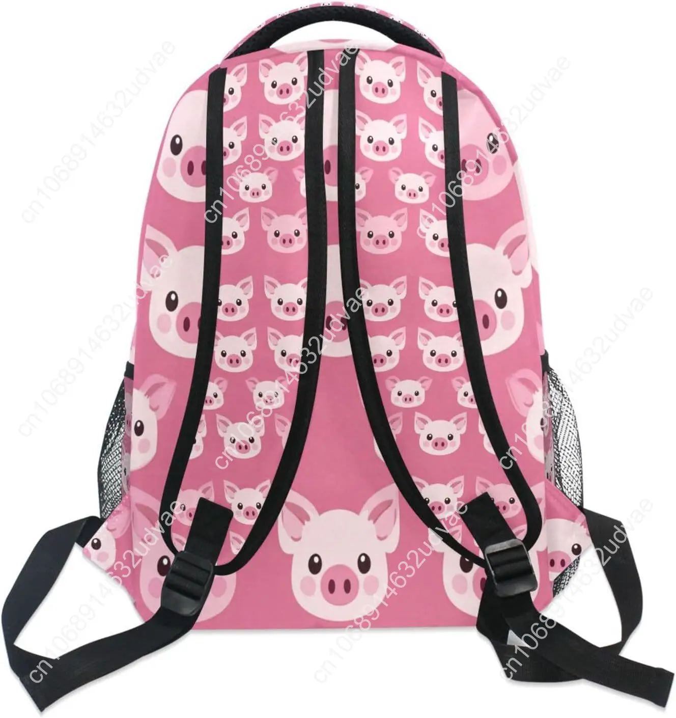 Pink Cartoon Pig Face Laptop Backpack Shoulder School Bag For Girls, Animal Water Resistant College Travel Computer Notebooks Co