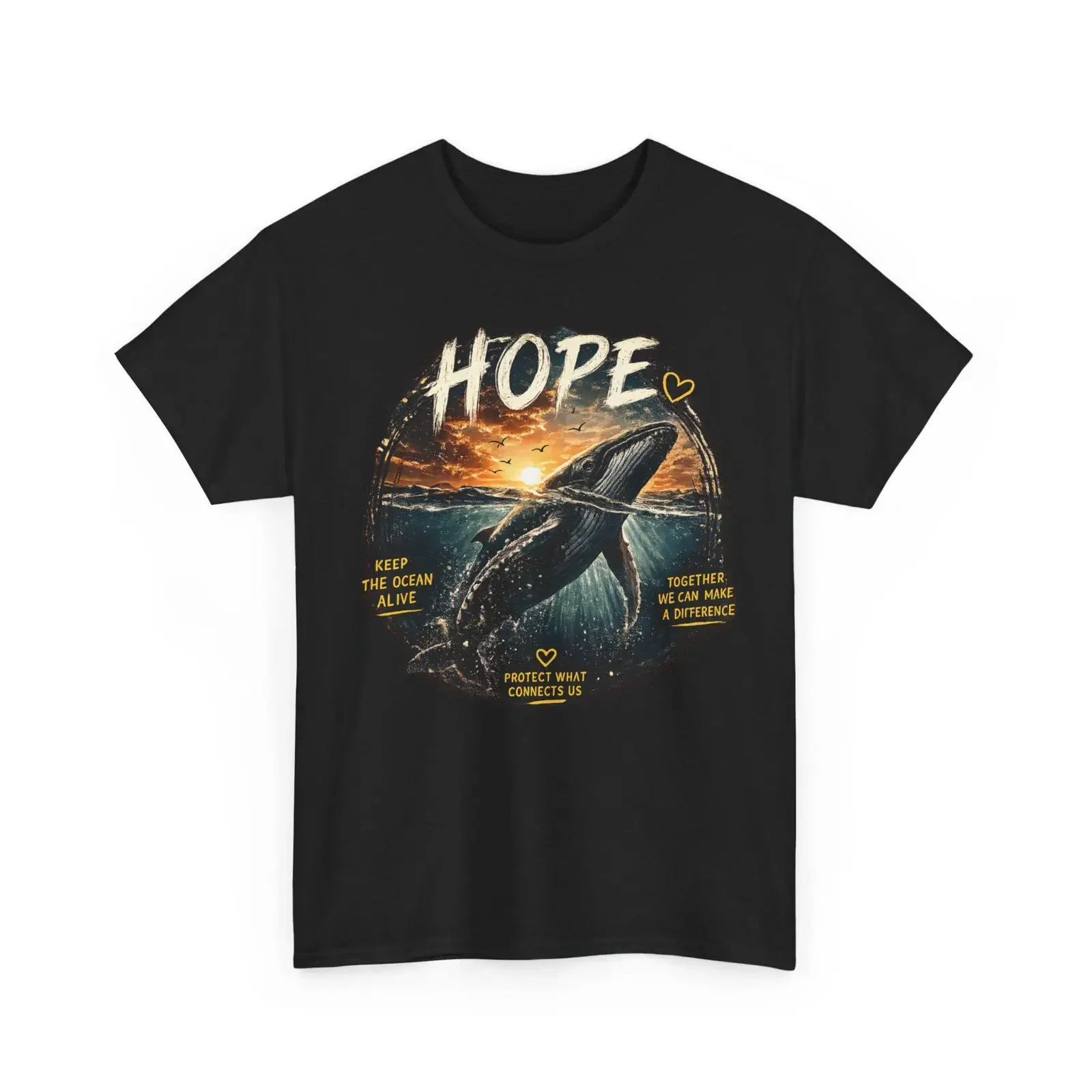Hope Whale T Shirt Every Life Counts Ocean Rescue with Donation Environmental Protection Animal Welfare  vintage Washed