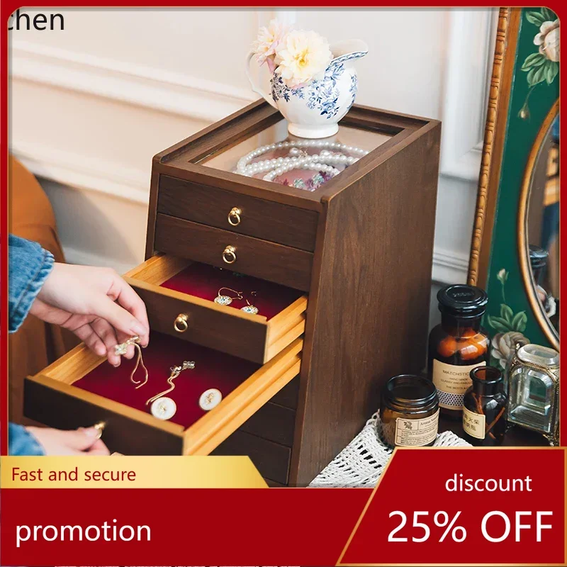 

HXL Jewelry Storage Box Wooden Bracelet Jewelry Desktop Multi-layer Drawer Display Box