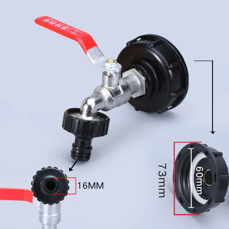 

IBC Tank Ton Bucket Connector Brass 1/2"Nipple Tap 3/4" Alloy Water Spigot Household Industrial Drum Fittings