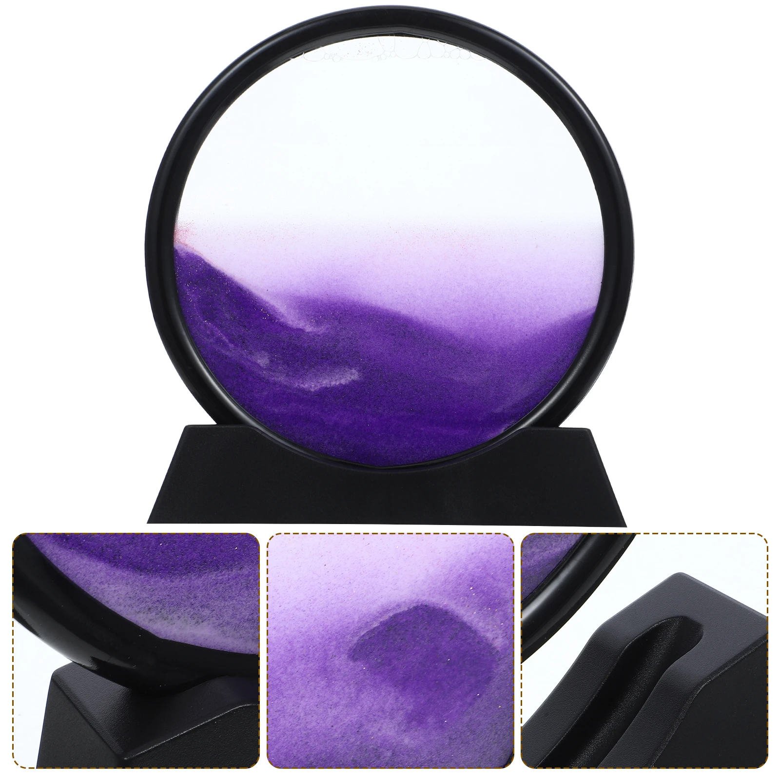 Image de sable 3D, cadre noir de 7 pouces, ornement de sable mobile violet, décor de bureau, salle d'étude, jouet de sables mouvants