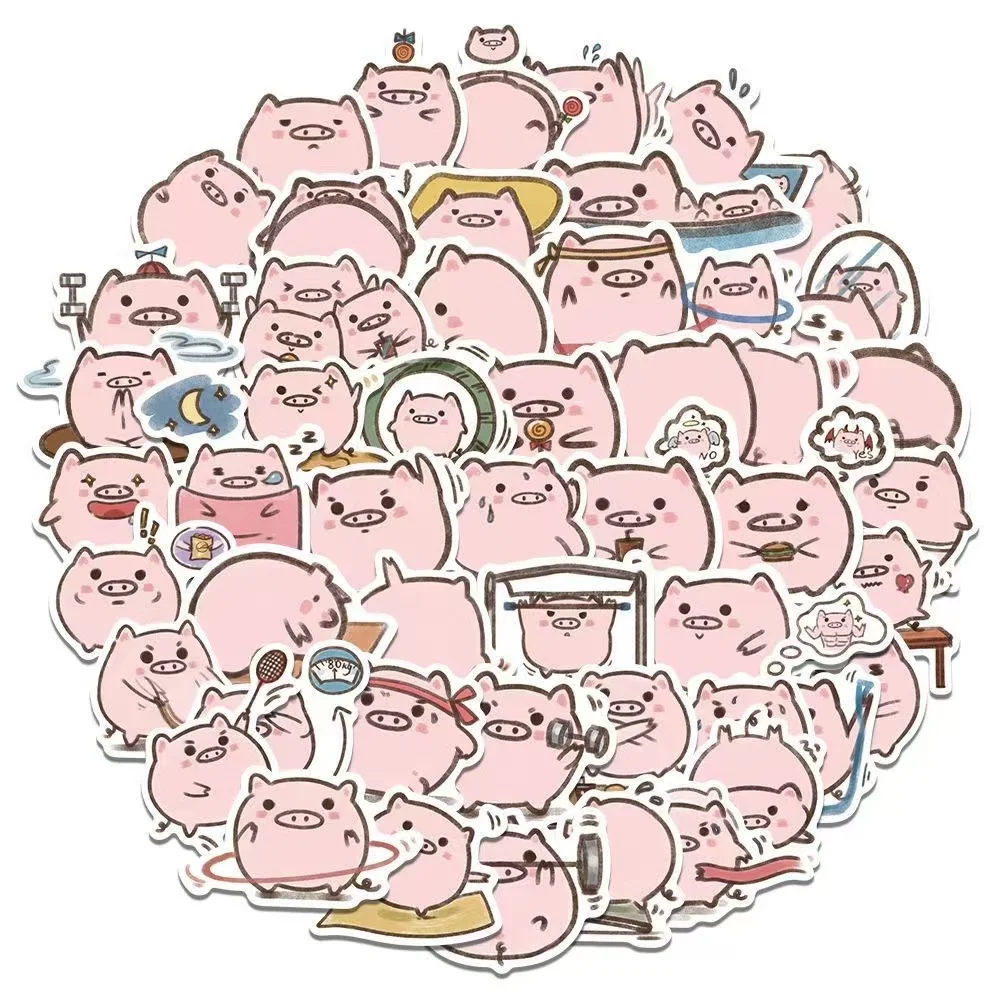 10/25/40PCS Cute Pink Pig Cartoon Stickers Animal Decoration Suitcase Scrapbooking Phone Laptop Stationery Funny Kid Toy Sticker