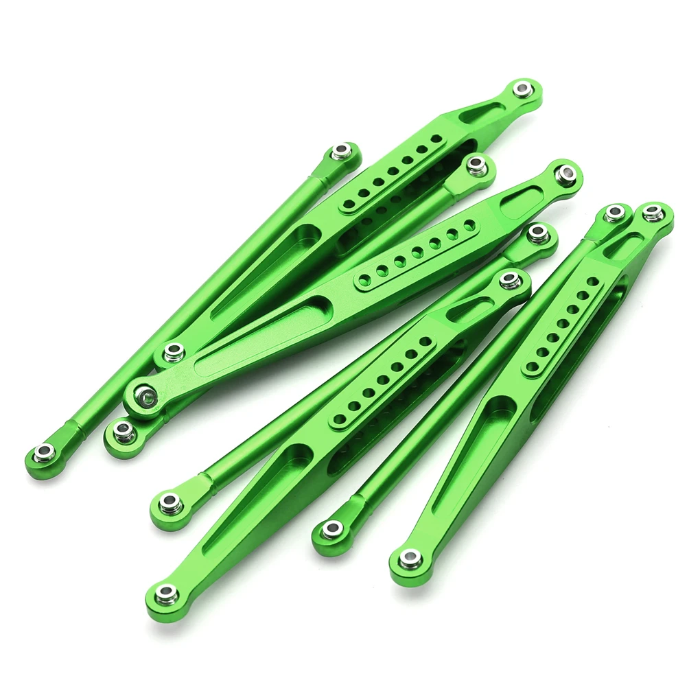 Zestaw drążków kierowniczych ze stopu aluminium RCGOFOLLOW, część tuningowa RC, zestaw drążków kierowniczych do samochodów RC 1/10 LOSI LMT 4WD, kolor zielony