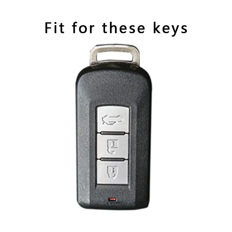 For Mitsubishi Pajero 3 Outlander III 2013-2019 ASX 2020 TPU Leahter Car Smart Key Case Cover Shell Holder Protector Keychain