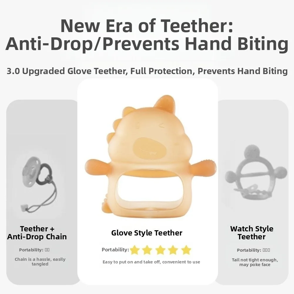 3 قطعة عضاضة ديناصور الطفل الناعمة مكافحة إسقاط مكافحة الأكل اليد التمريض ألعاب التسنين الغذاء الصف مريحة #4