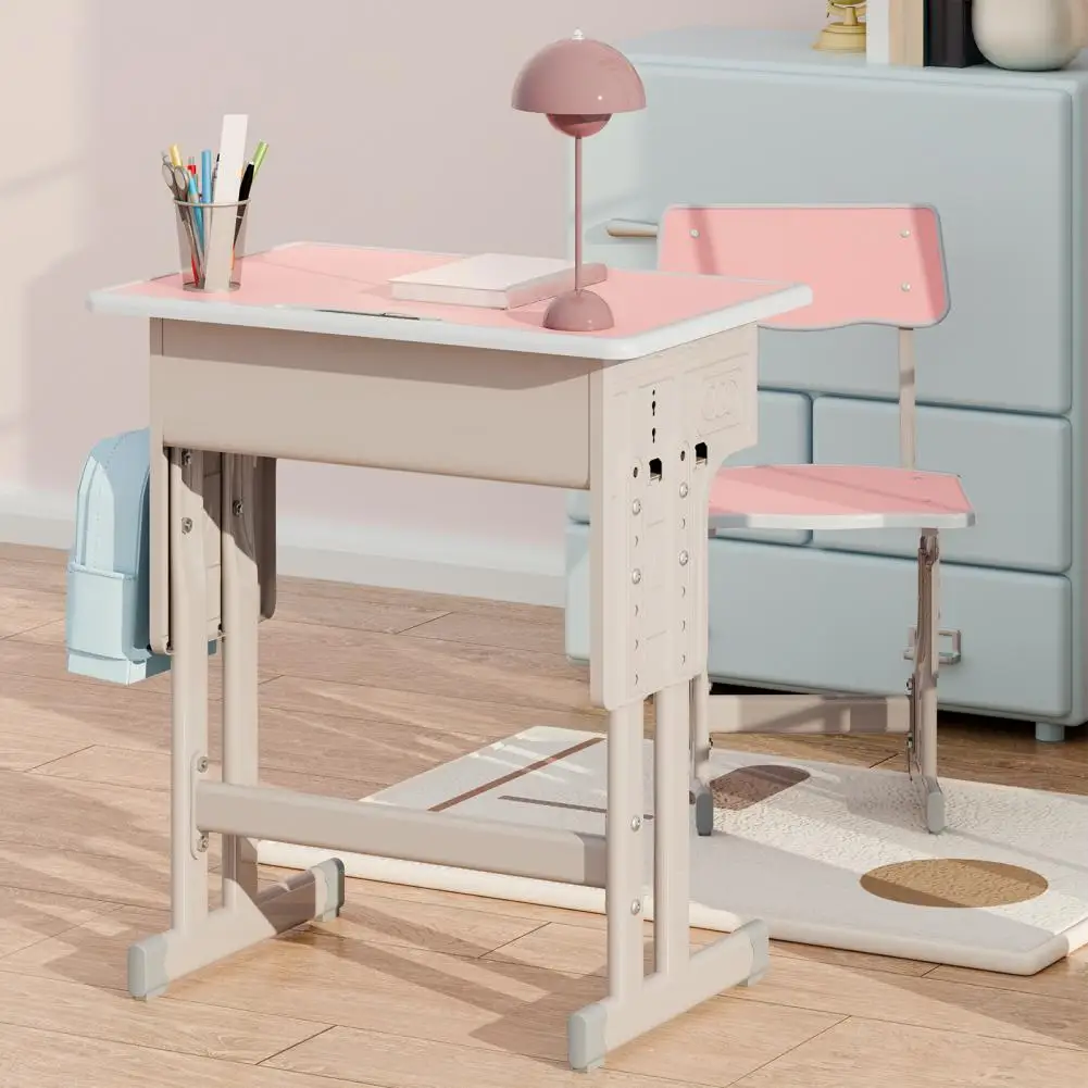 

2Pcs/Set Student Desk Chair Set Height Adjustable Widened Desktop Kids Table Chair Set With Drawer School Desk Chair Set