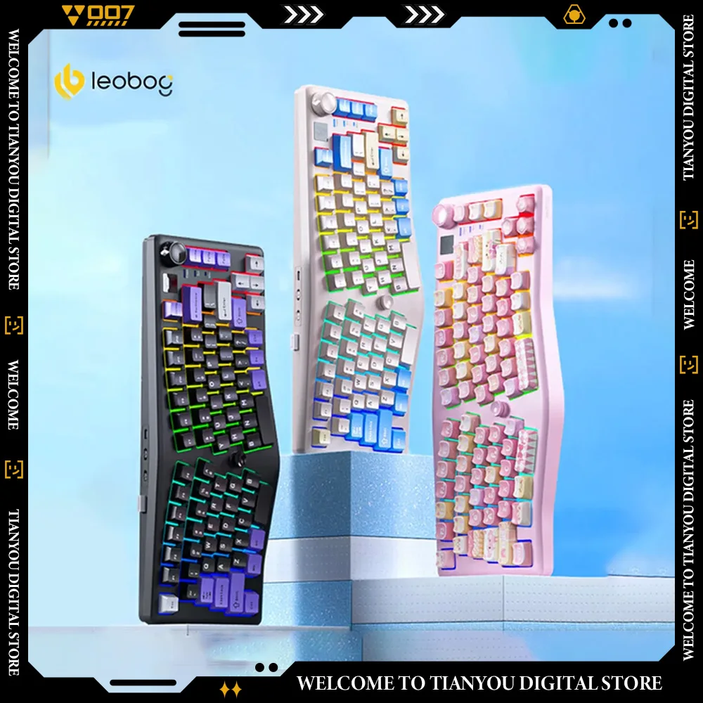 Leobog Alice A75 RGB Backlight Hot Swap Ergonomics Keyboard 3Mode TOP Gamer Keyboard Custom Multifunctional Knob Joystick Design