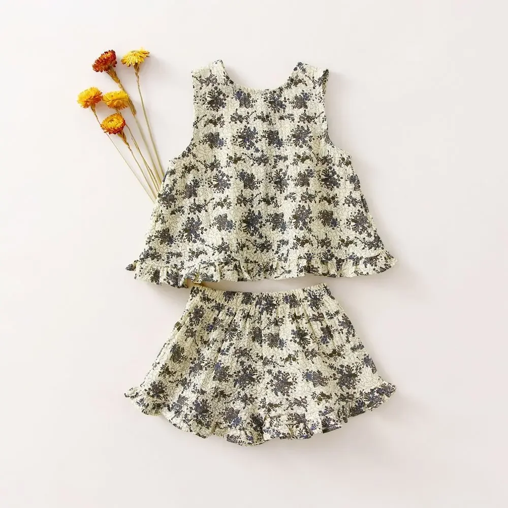 Summer Toddler Baby Girl Clothes 2Pcs Organic Cotton Fashion Baby Girl Holiday Clothes