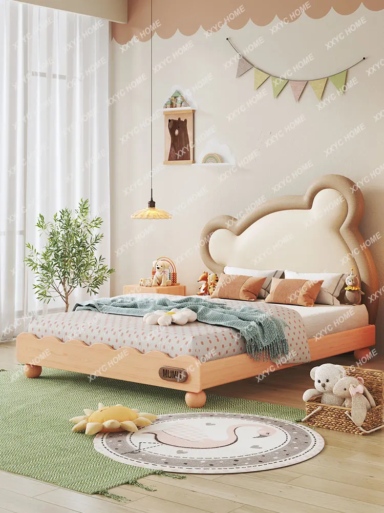 Children's Bed Boy Solid Wood Bed Boy Kid Bed 1.5 M Bed Girl Castle Princess Bed Log Furniture