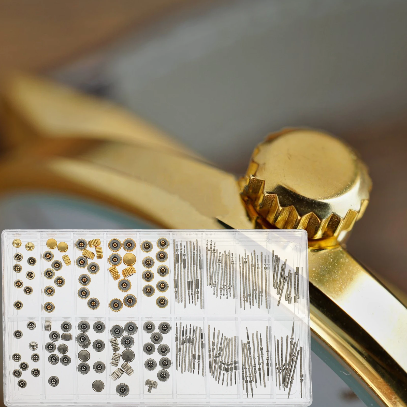 

170pcs 1 Box Replacement Copper Stem Parts For Repairing Tools Crowns Kit Watch Watch Stem Parts Crown Spare Components