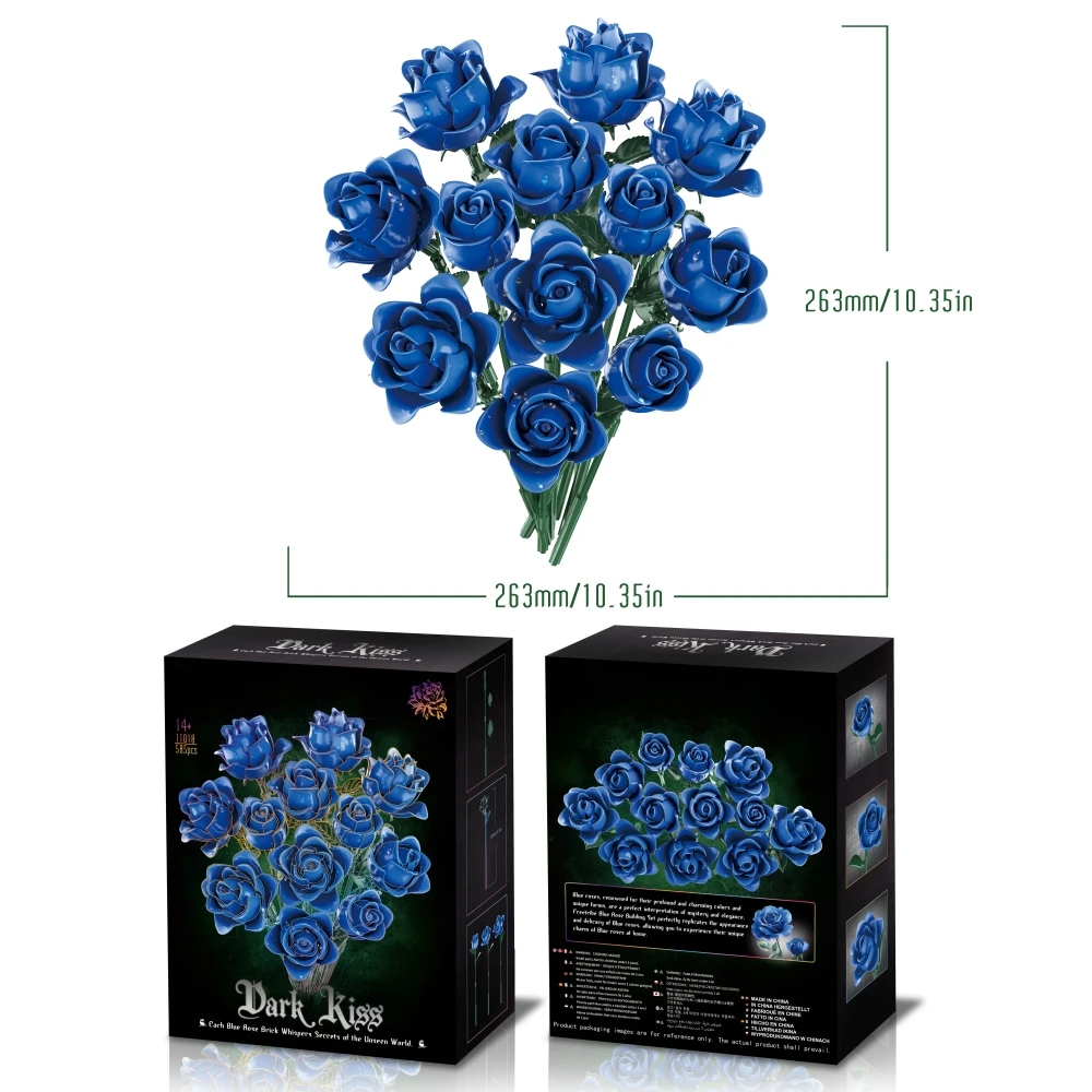 585 pçs criativo azul rosa buquê blocos de construção conjunto diy ornamento romântico mesa decoração presente dos namorados para mulheres crianças