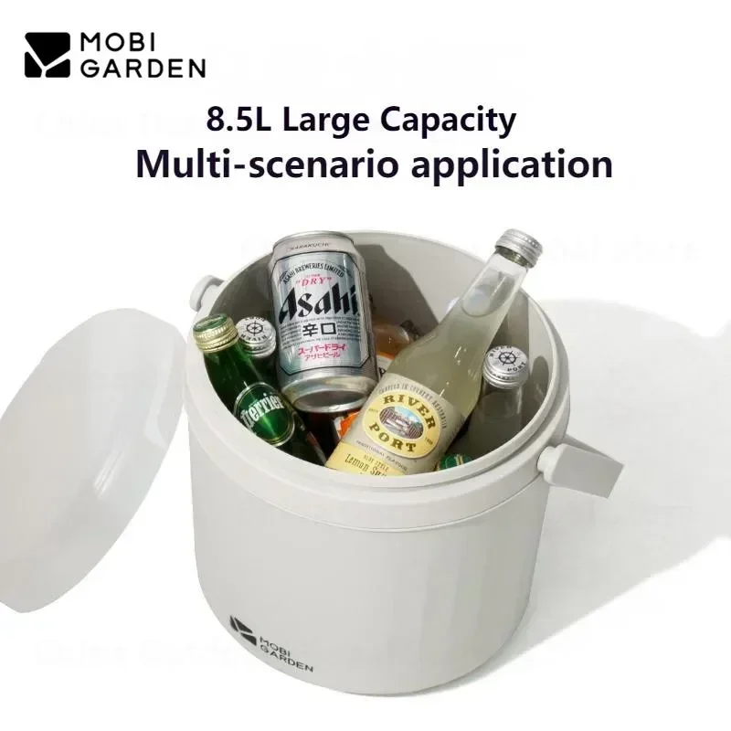 MOBI GARDEN Camping Ice Box Thermal Cooler 8.5L Portable Outdoor Insulation Bucket Ultralight Large Capacity for Drinks Freezer