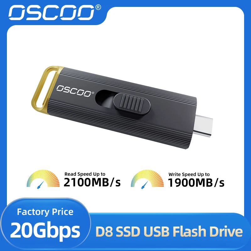 OSCOO Portable SSD D8 SSD USB Flash Drive 3D TLC Nand Flash 20Gbps High Speed Interface TypeC 3.2 Gen2 Wireless PSSD Memory Disk