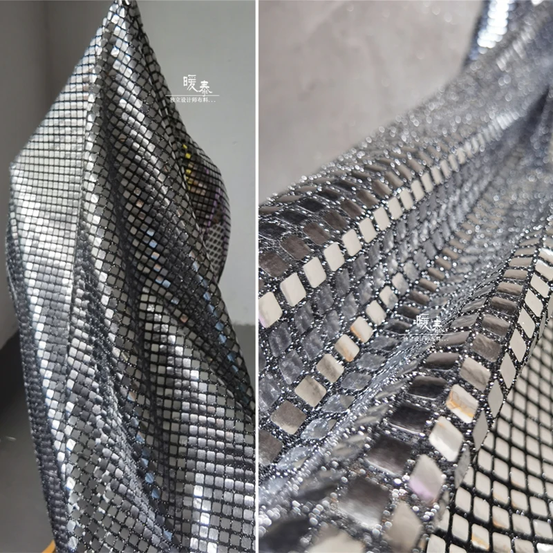 Silver Sequin Fabric for Diy Sewing Stage Background Decoration Layout Tablecloth Fashion Clothing Designer Fabrics Cloth