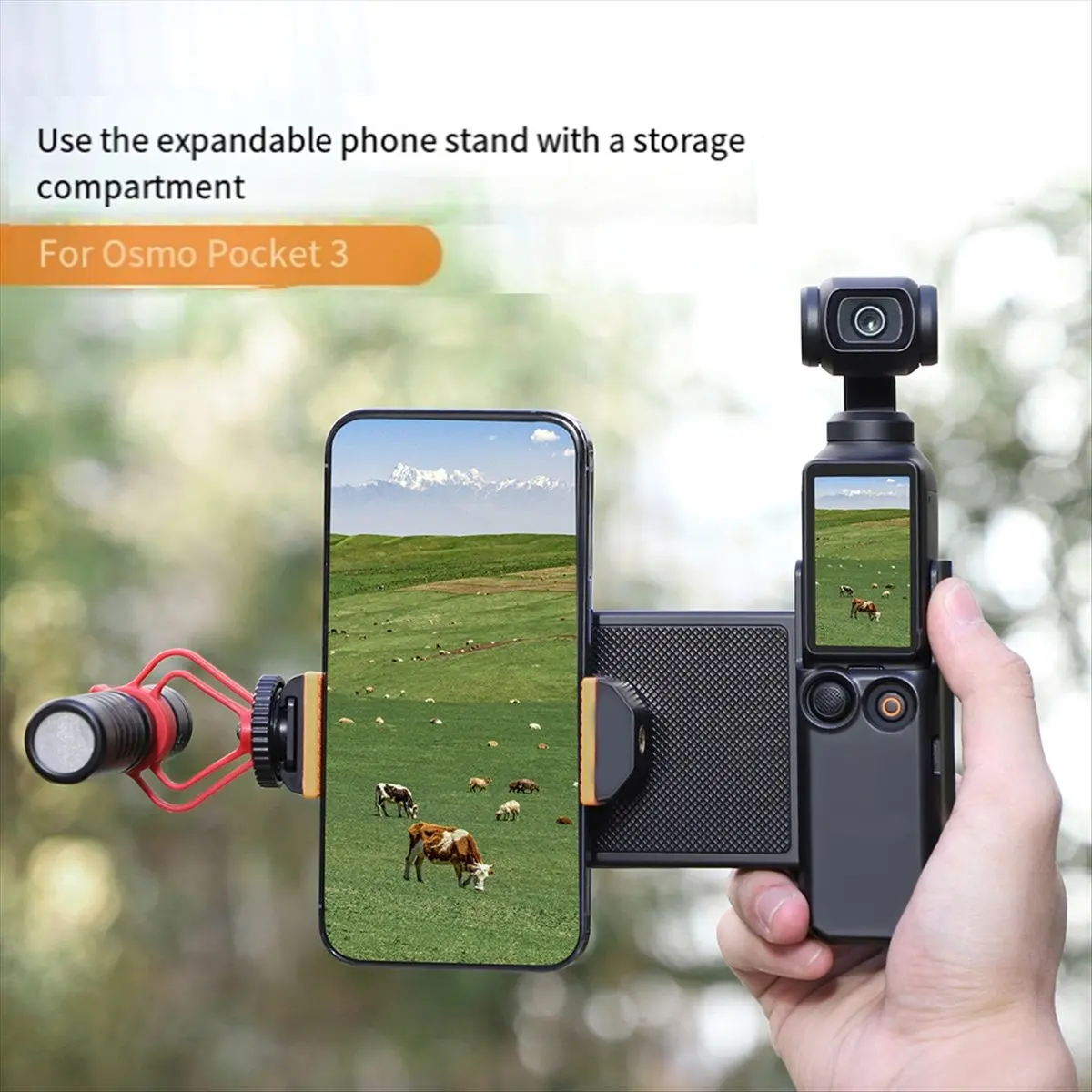 A86G NEW For Pocket 3 Cellphone Mount with Extension Handle & Storage Case Versatile Bracket for Camera Accessories