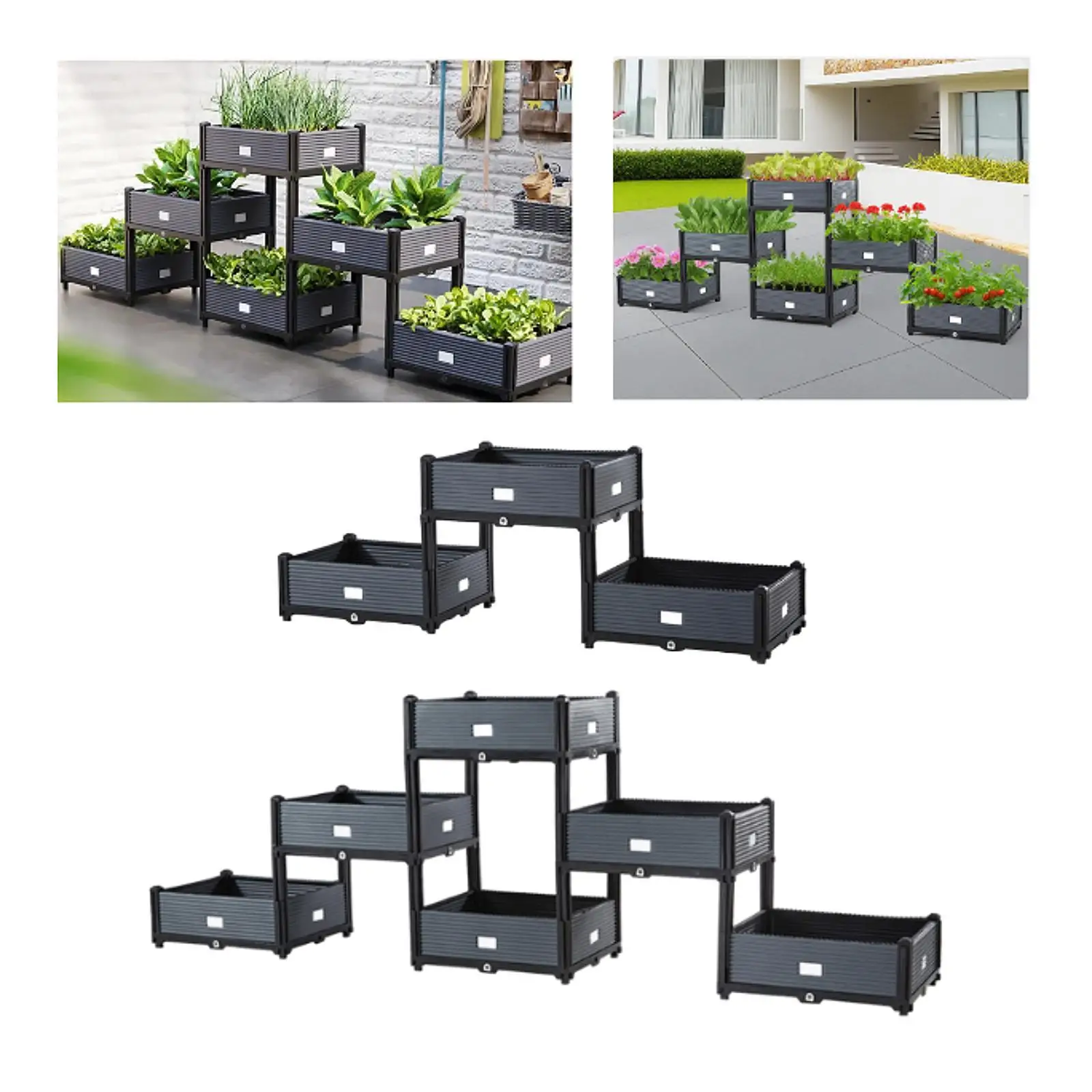 

Raised Garden Bed Vegetables Growing Planter Tiered Planter Box Elevated Flower Box for Deck Balcony Flowers Patio Vegetables