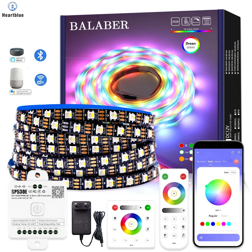 وحدة تحكم بلوتوث LED 6812 RGBW 5V 12V 24V SP530E 2.4 جيجا هرتز مع جهاز تحكم عن بعد RC3/RB3، مجموعة 1 م 2 م 3 م 4 م 5 م #1