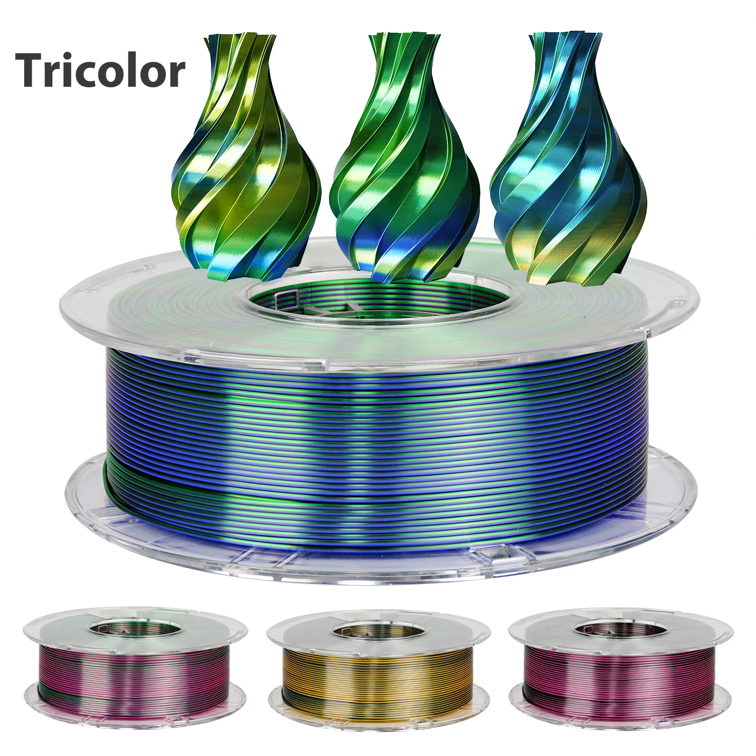 Silk PLA 3D Printer Filament 250g Sublimation Products 95A Plastic Material 1.75mm For 3D Printing Silk Tri-Colors pla 500g