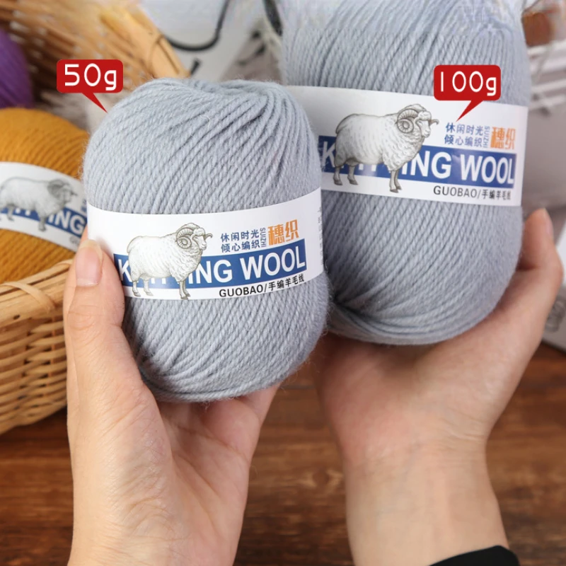 

100% Wool Yarn for Knitting SweaterThick Thread, DIY Scarf Laine, 4-Ply Soft Plush, Low Price, 100g Ball