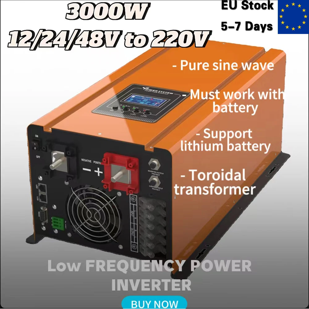 

3KW 12/24/48VDC 220V/230VAC 50Hz Low Frequency Off Grid Pure Sine Wave Home Power Inverter with battery charger UPS Inverter