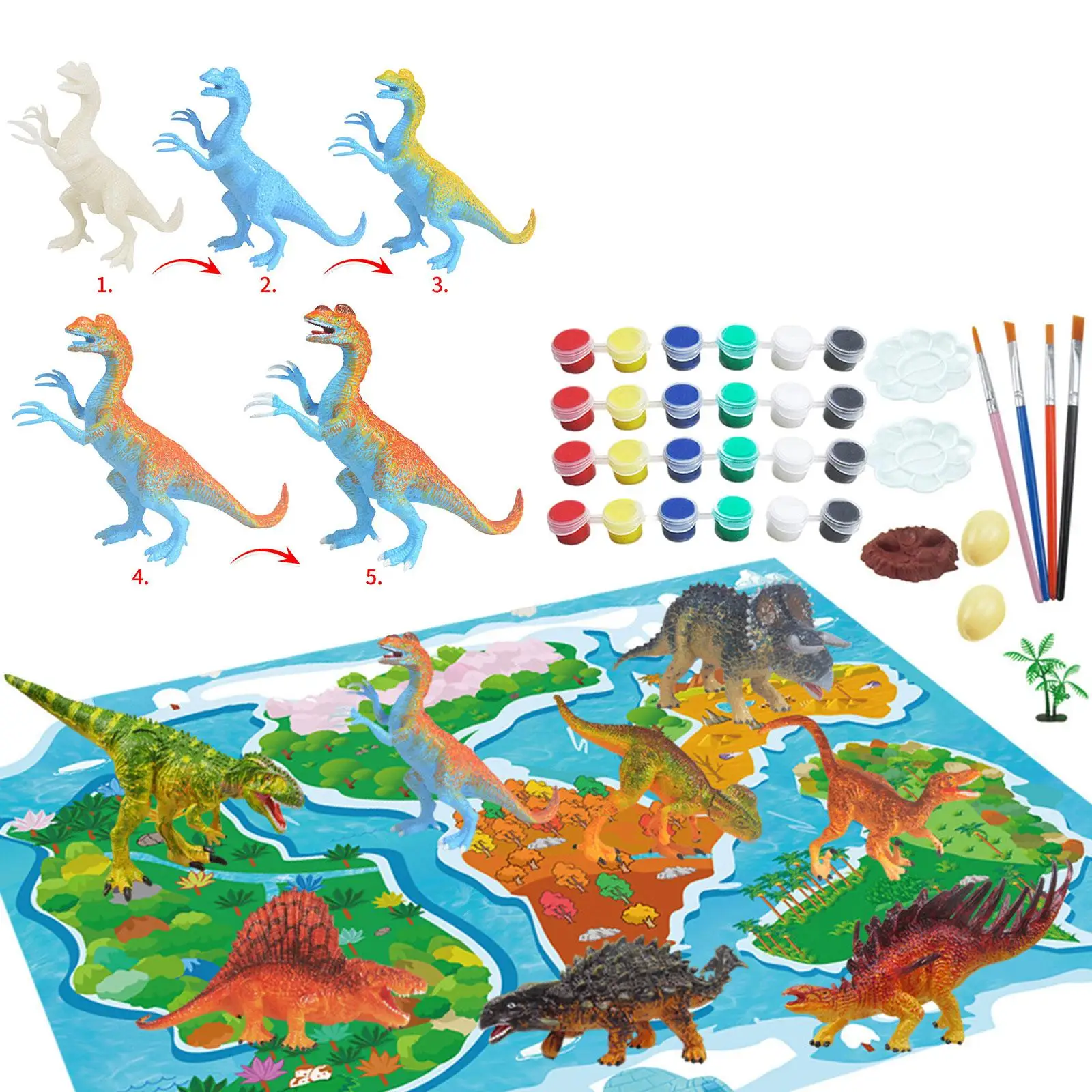 DIY Coloring Dinosaur Model Toy Crafts Paint Your Own Dinosaur Hand Painted Dinosaur Art Crafts Painting Kit for Activity Boys