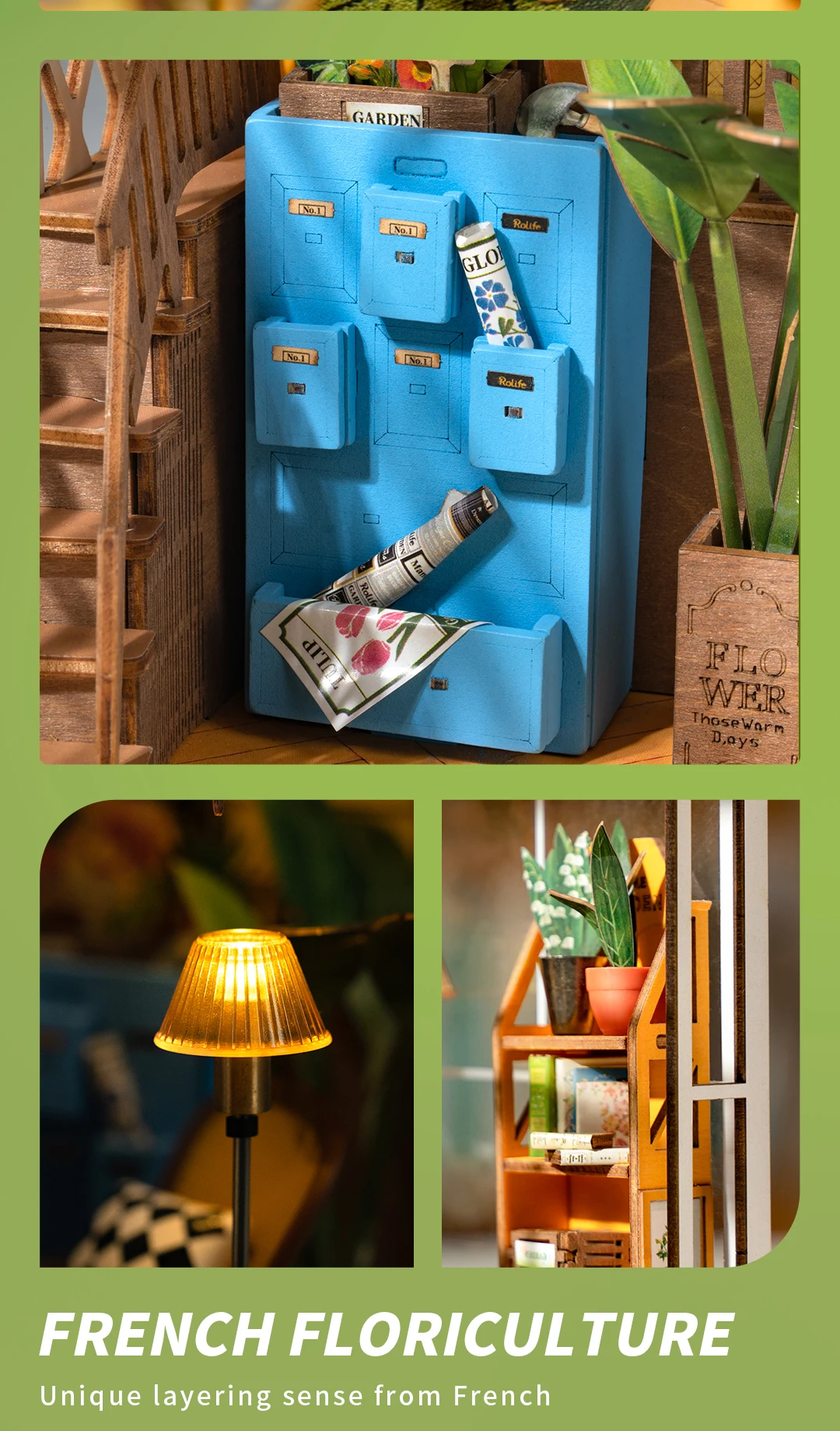 Robotime Rolife Garden House Book Nook Kit Easy Assembly Bookshelf Insert Ideal Home Decor Toy Gift for Kids Women & Girls TGB06
