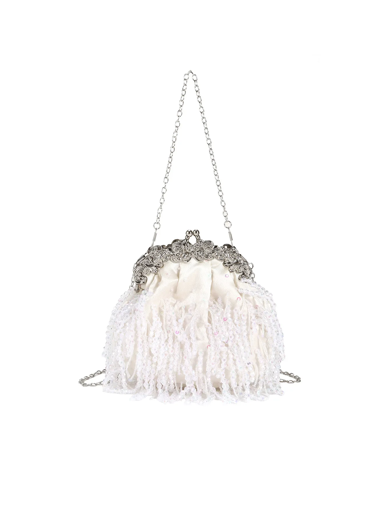 French Handmade Beaded Tassel Lady Handbag Elegant Heavy Luxury Design Vintage Women Wedding Evening Clip Clutch Bags