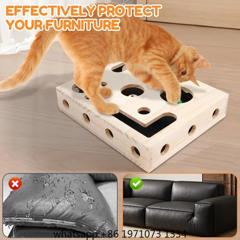 Cat Nail File Box Toy with Bell Ball and Sandpaper Inside Cat Scratch Puzzle Play Nail Care Interactive Pet Toy Stress Free view 4