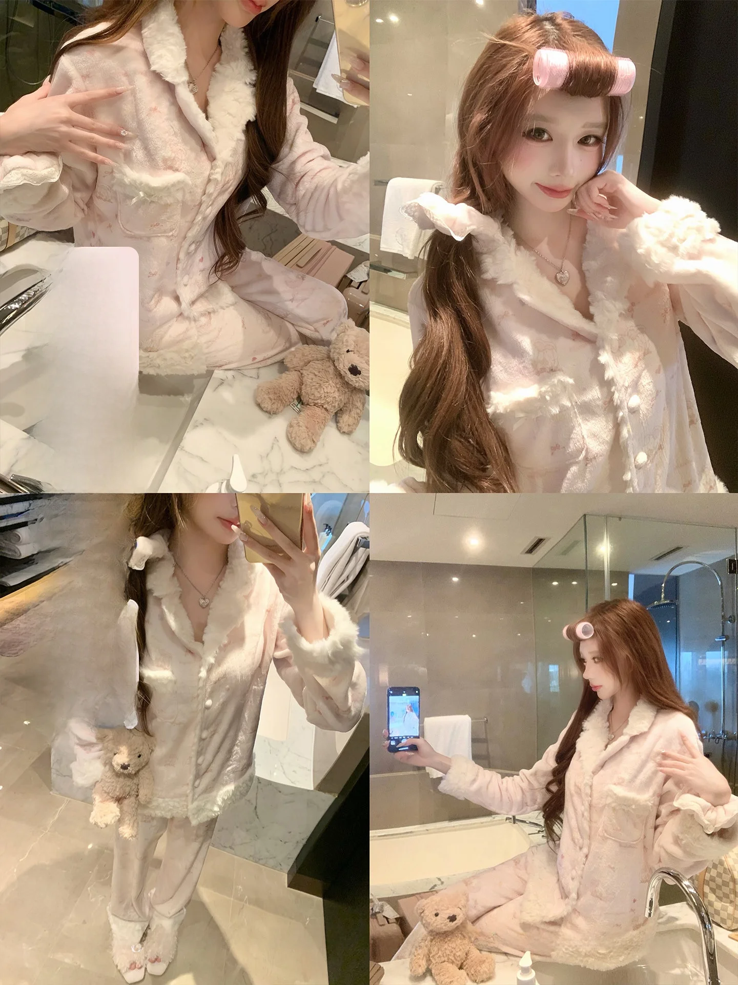 

Комплект SISI JIANG: осенне-зимний повседневный костюм с флисовой подкладкой, двухцветный, на пуговицах, с V-образным вырезом, длинными рукавами и брюками