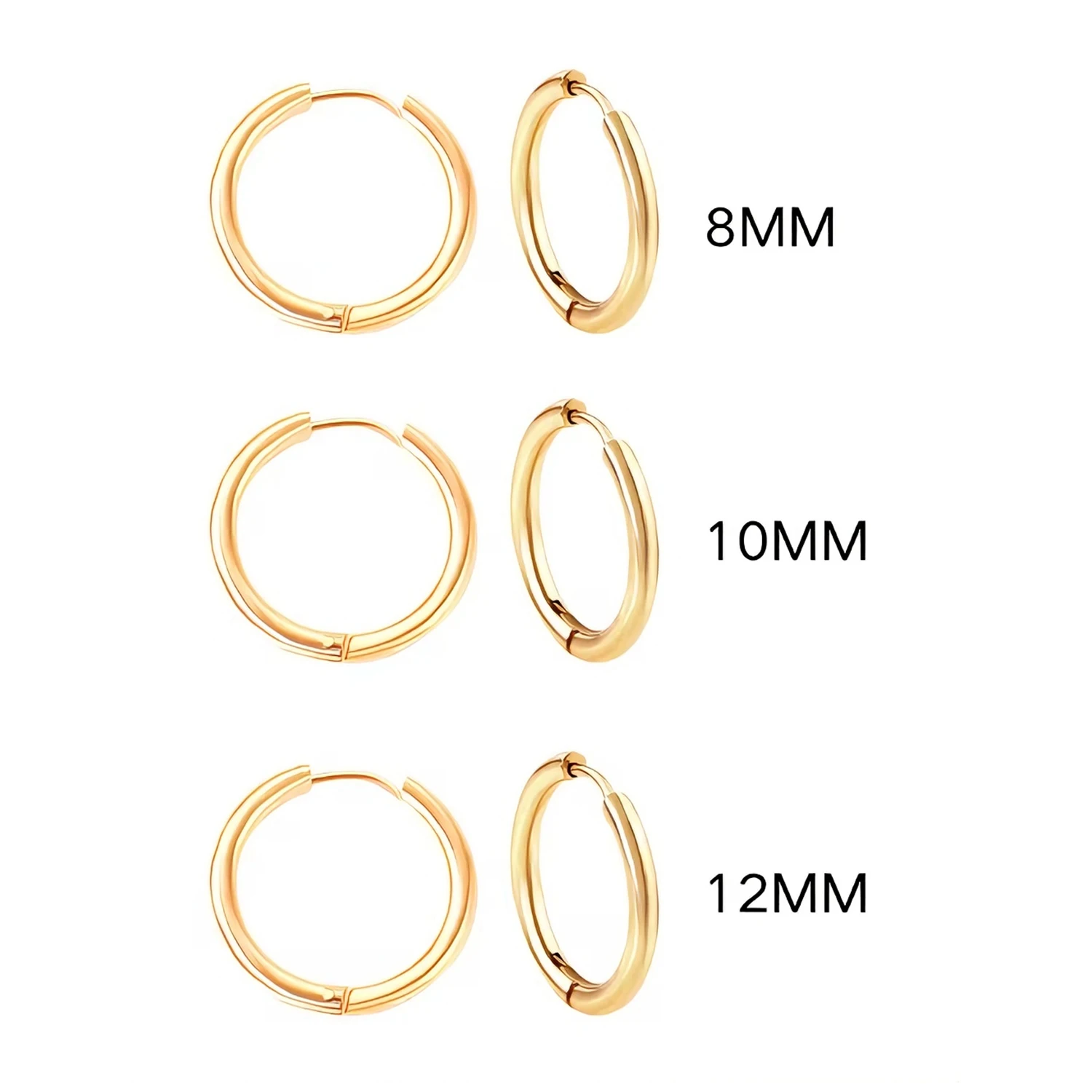 Classic Stainless Steel Huggie Hoop Earrings for Men Woman Hypoallergenic High Polished Simple Stackable Daily Piercing Jewelry