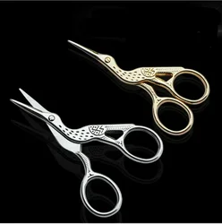 1Pcs Retro Classic Gold Stork Sewing Scissors Trimming Craft Gold Sewing Crane Tailor Handicraft Tool