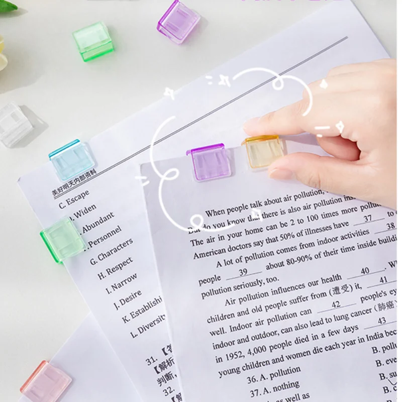 

Plastic Candy Color File Clips Transparent File Folders Portable Pushable Clip Student Test Paper Storage Fixed Organizer
