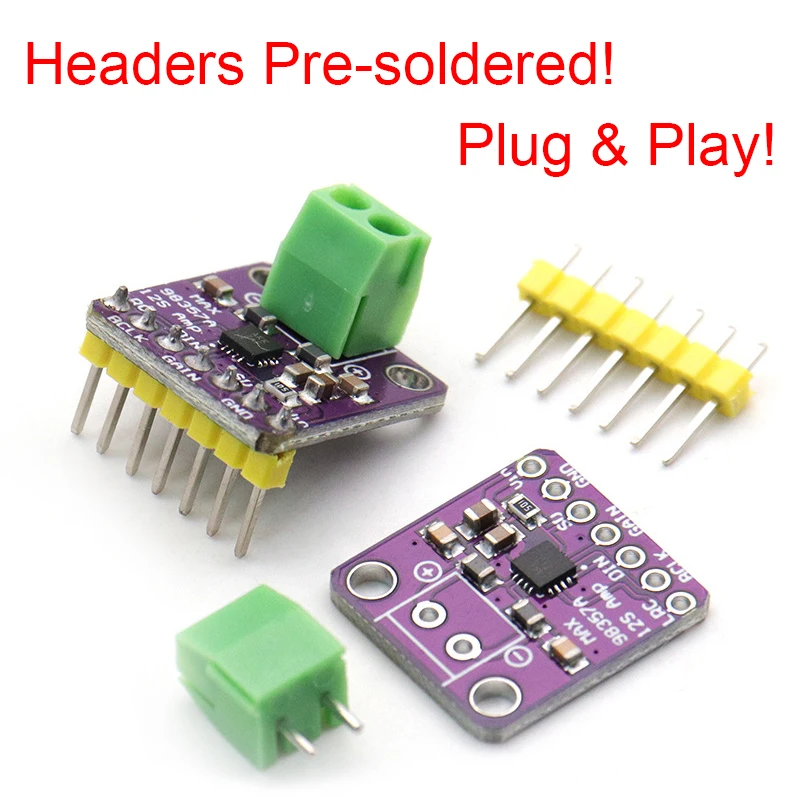 MAX98357 I2S Digital Audio Amplifier Module with Headers Pre-soldered, Ready for Raspberry Pi Pico ESP32 Arduino, 3W Class D