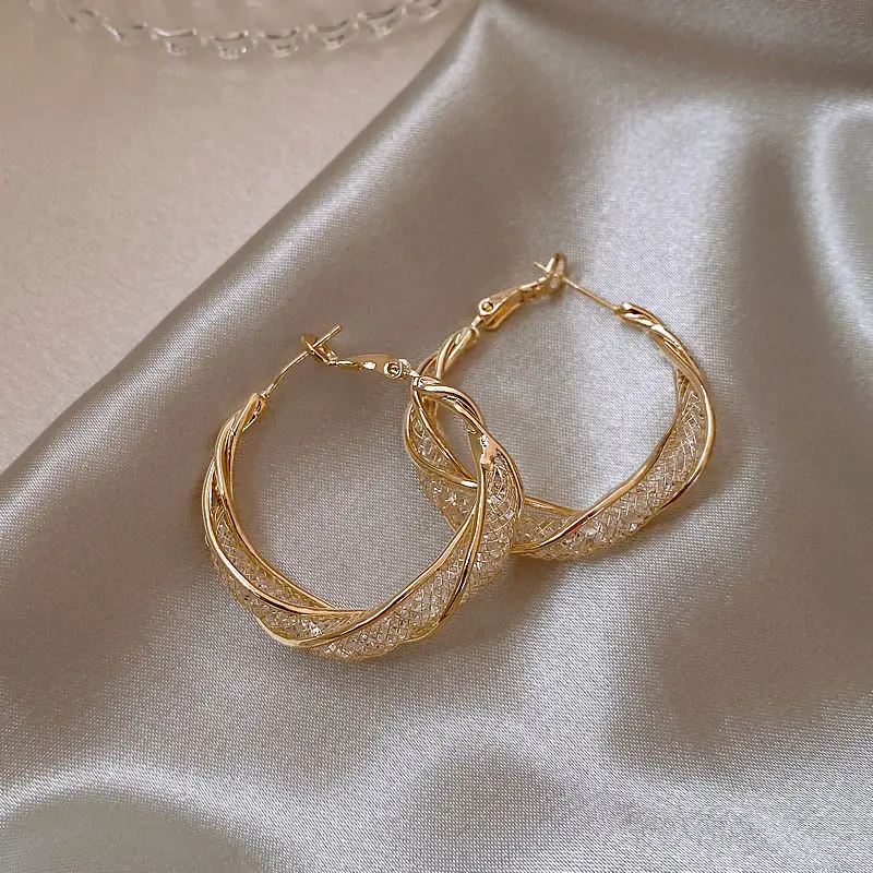 Metallgeflecht-Eingelegte Künstliche Kristall-Ohrringe in Unregelmäßiger Runder Form, Luxus-Schmuckzubehör für Damen, Trendige Party-Accessoires 2026 – Detail 7