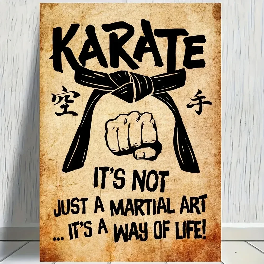 Modern Black Belt Fist Aluminum Wall Art 12x16 Waterproof Durable Decor for Home Office Training Room Gift