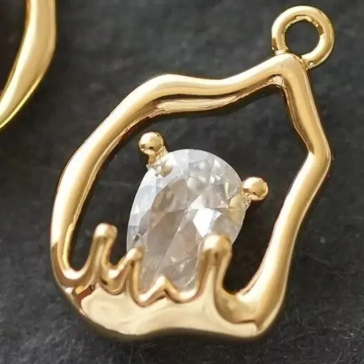 

1pcs Copper Plated Gold Irregular Water Drop Lava Zircon Pendant Charms For Jewelry Making DIY Bracelet Accessories Findings
