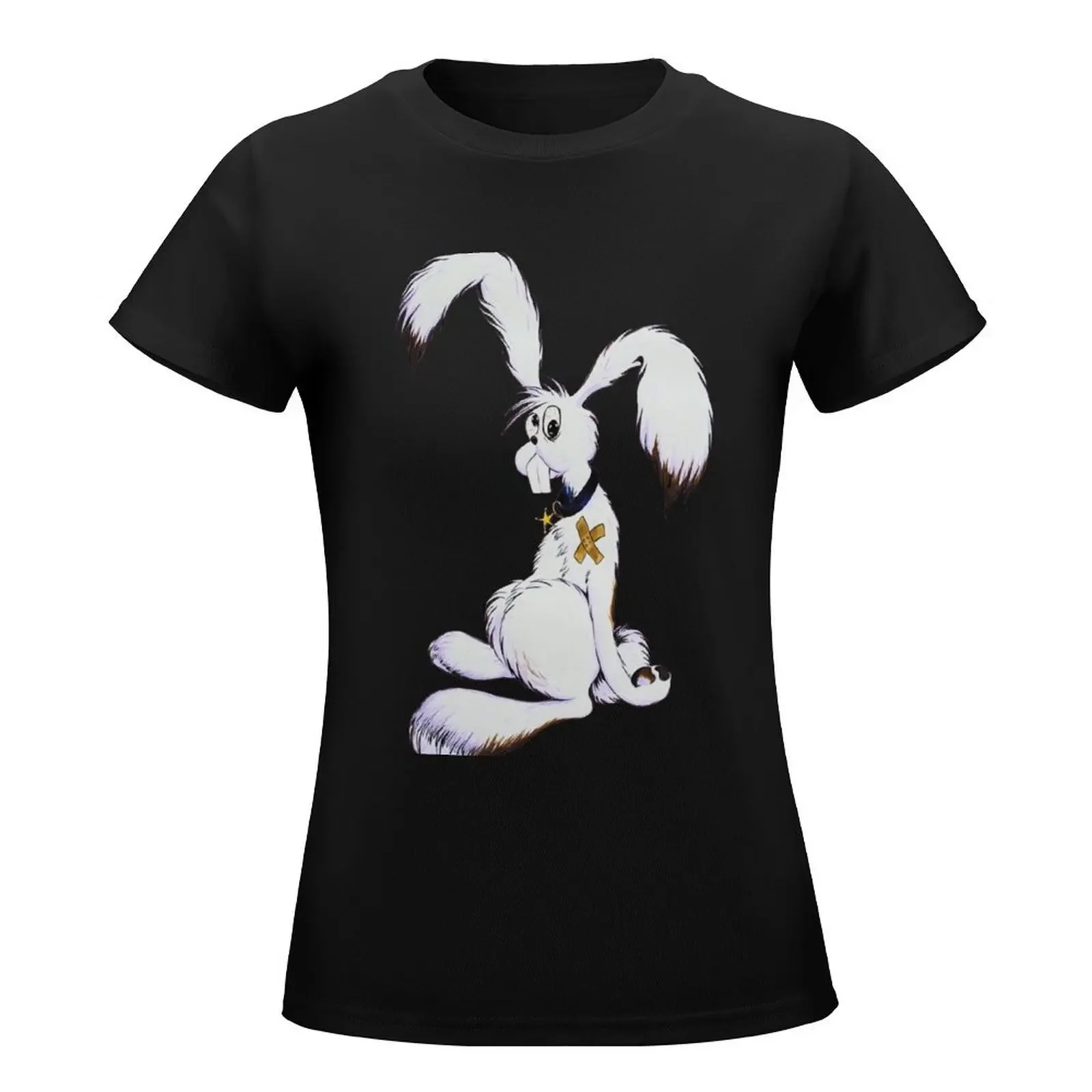 No really, I'm fine. - Comic bunny black T-Shirt funny korean fashion summer top korean Women's clothes