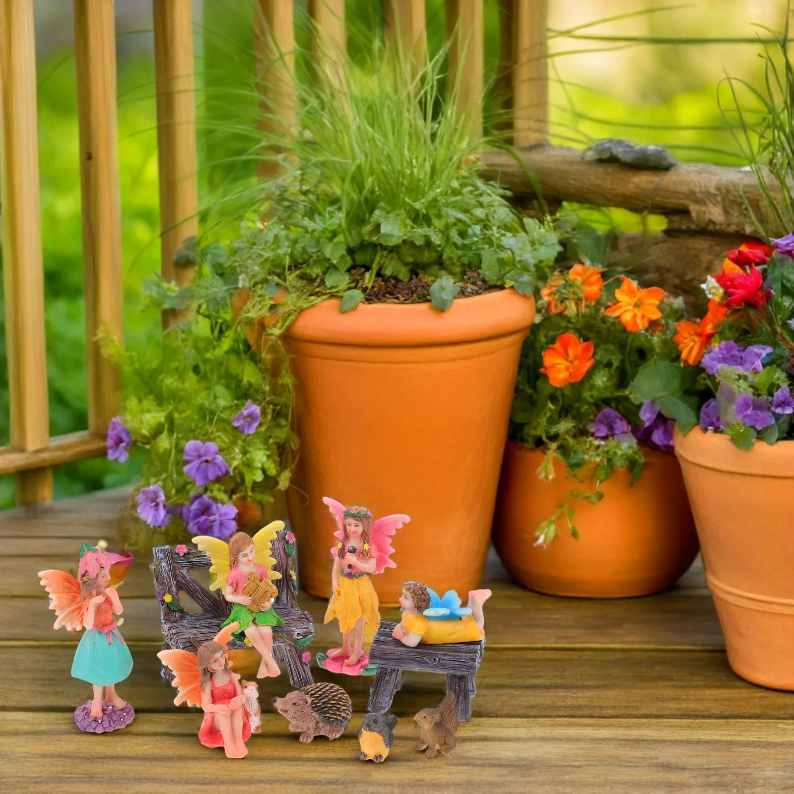 

1Set Micro Garden Fairy Decors Resin Craft Miniature Fairy Statues Desktop Garden Ornament for Enchanting Landscape Scene