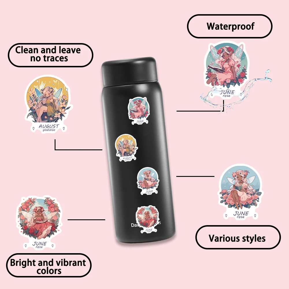 50PCS Cartoon Fairies Graffiti Waterproof Stickers DIY Scrapbook Travel Luggage Skate Computer Children's Toys Sticker Toy