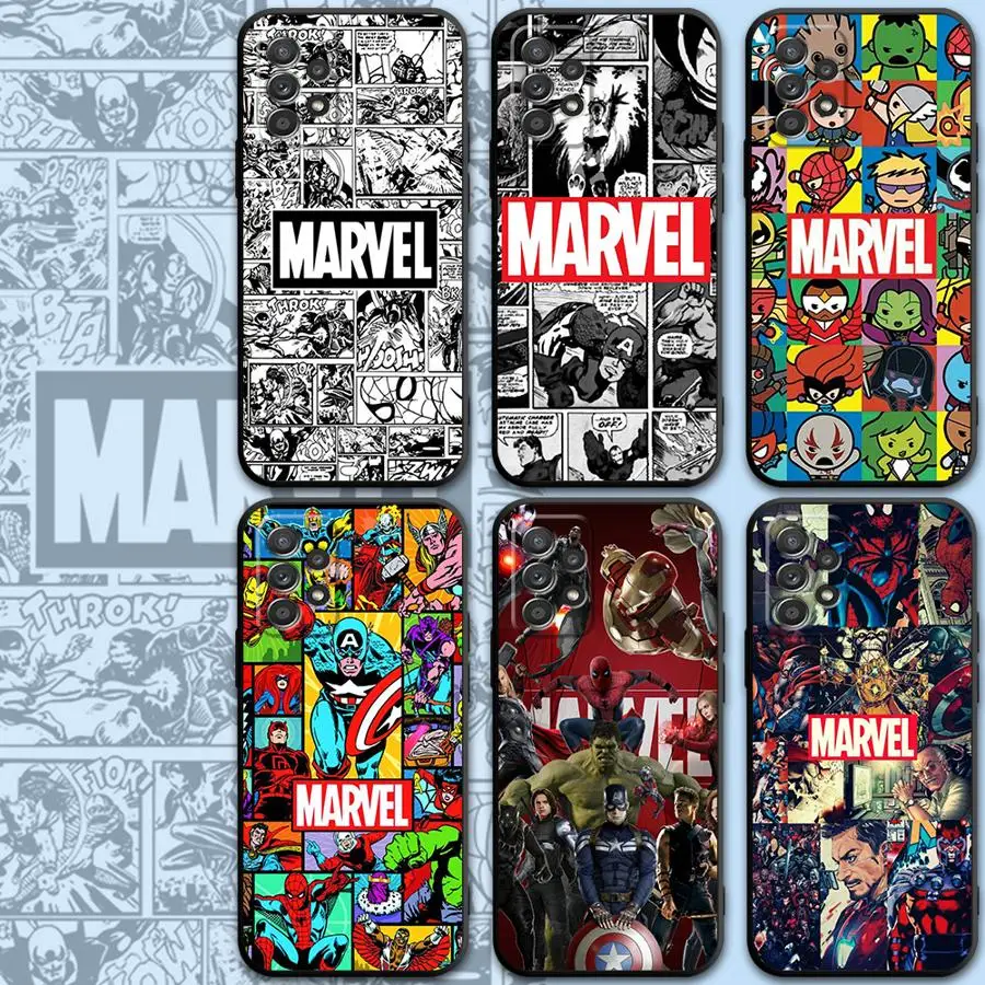 Marvel Logo Comics Avengers Case for Xiaomi Redmi 12C 9 9A 9C 9T 10 10C 13C 10A 12 13 A3x A3 K40 Pro A1 Plus A2+ Black Cover