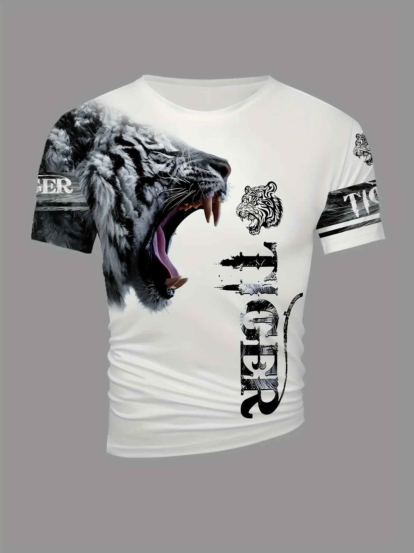 Unisex Summer Daily Street Fashion Funny Realistic 3D Wild Animal Pattern Sublimation Short Sleeve Tops