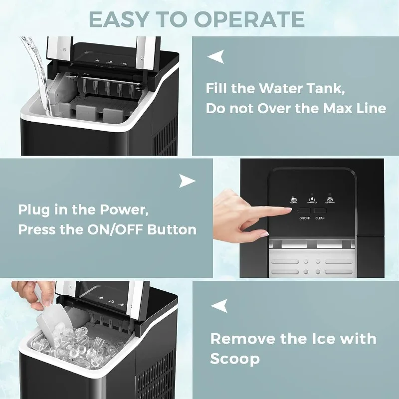 ARLIME Portable Ice Maker Machine for Countertop, Bullet Cubes Ready in 8 Mins, 26LBS/24H, Electric Ice Maker with Scoop (Black)