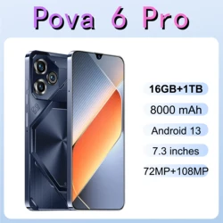 Pova-teléfono inteligente 6 Pro versión Global, Smartphone con 16GB + 1TB, pantalla HD de 7,3 pulgadas, Android 13, Snapdeagon8 Gen2, 8000mAh, 5G, dual SIM, + 108MP 72MP, NFC