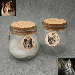 Personalized Pet Memorial Urn with Photo Custom Picture Glass Bottle for Pet Ashes or Hair Dog Cat Keepsake Pet Loss Memory Gift