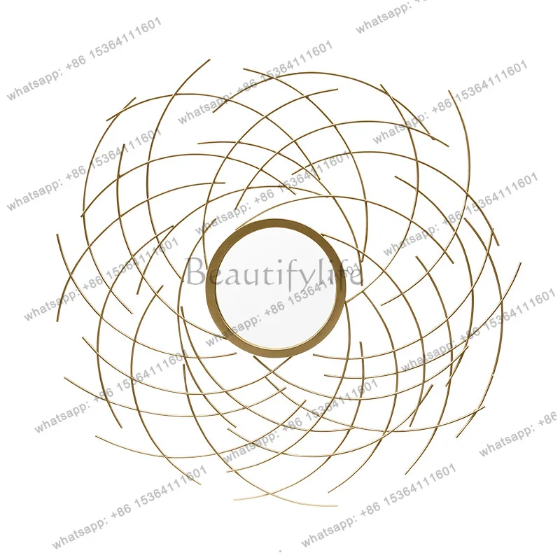 

Decorative mirror light luxury wall hanging creative wall background Italian wall mirror wrought iron decoration