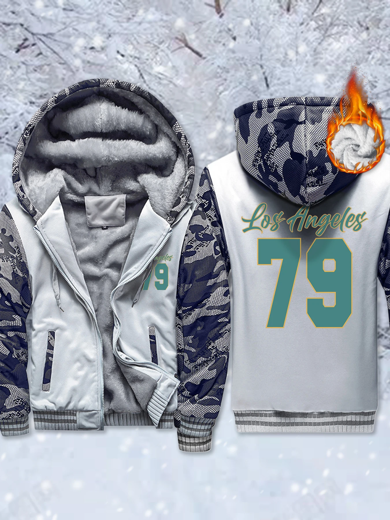 

Лос-Анджелес, номер 79, утепленные куртки с карманами и буквенным принтом, мужская зимняя спортивная одежда на молнии, базовое флисовое пальто, теплая удобная верхняя одежда