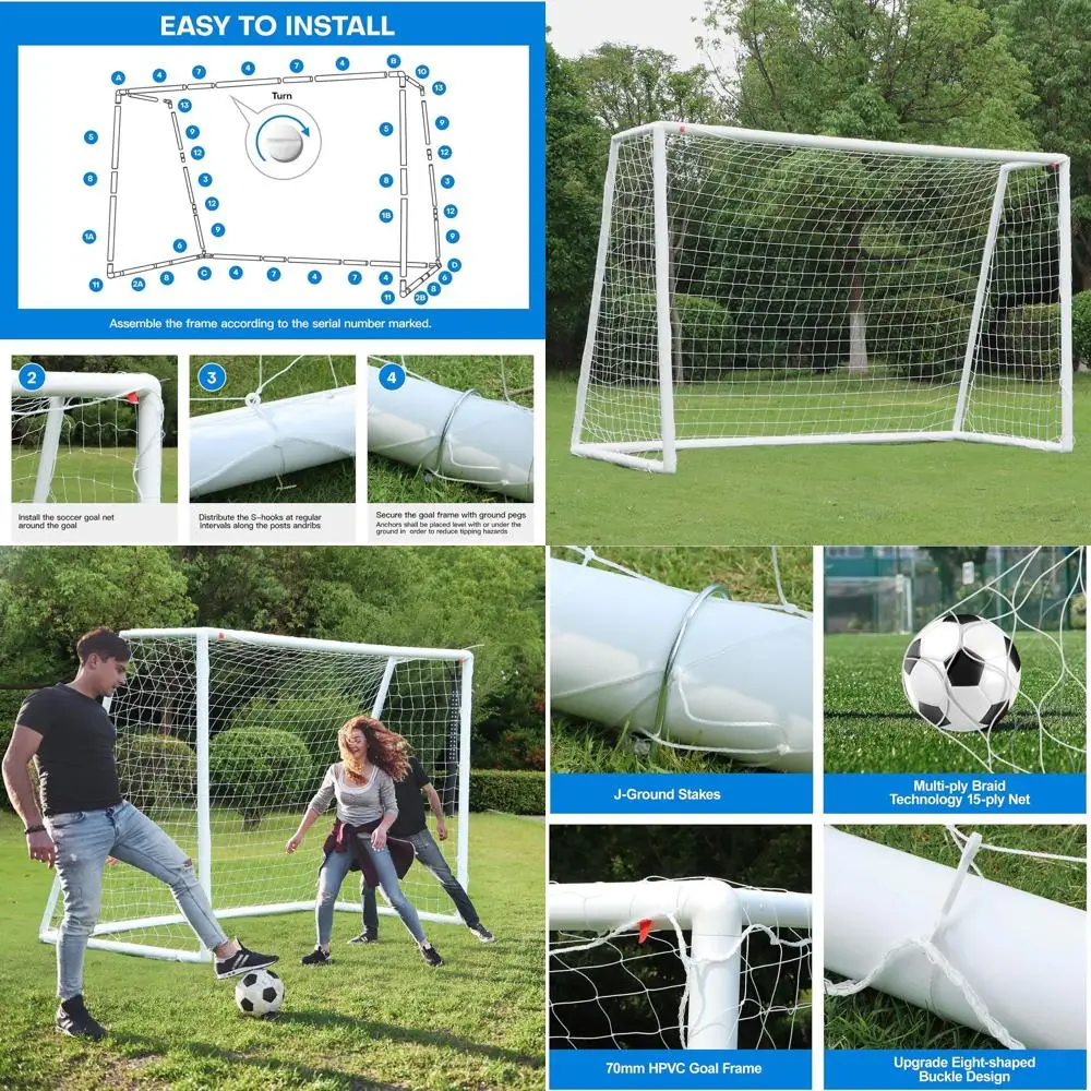 

Portable Weatherproof UPVC Soccer Goal Net for Backyards, Suitable for Kids and Adults, with Carry Bag and Ground Stakes