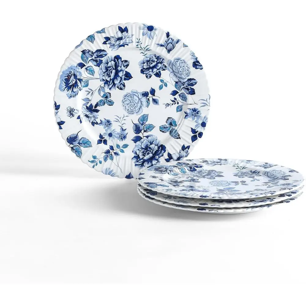 

Fiore 4-Piece Salad Plate Set New Bone China, Blue