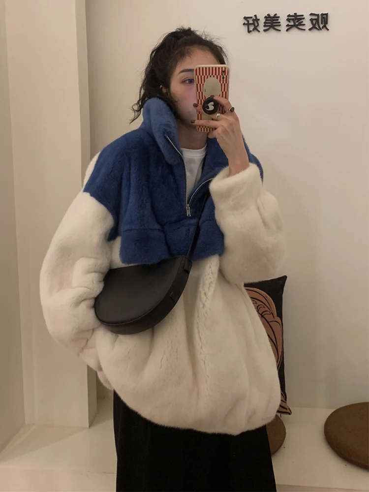 Pullover Faux Rabbit Hair Sweater Women Plush Thickened Oversize Pullover Coat Winter Top Fashion Kawaii Female Sweet Girls