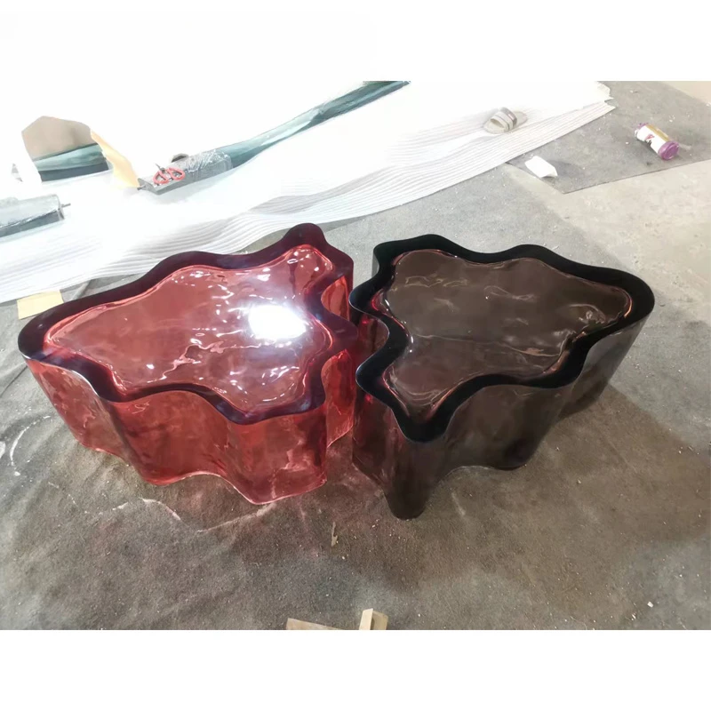 Customized modern light luxury imported transparent resin combination tea table designer's creative minimalist model room